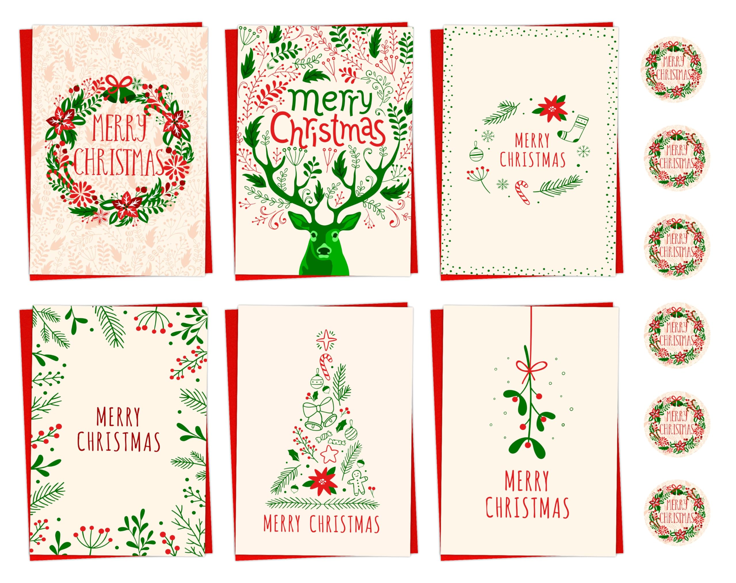 Charity Christmas Cards 2024 - Xmas Cards Pack of 12/24/48 Vintage Cards - Christmas Cards Multipack for family members and friends - MADE IN UK