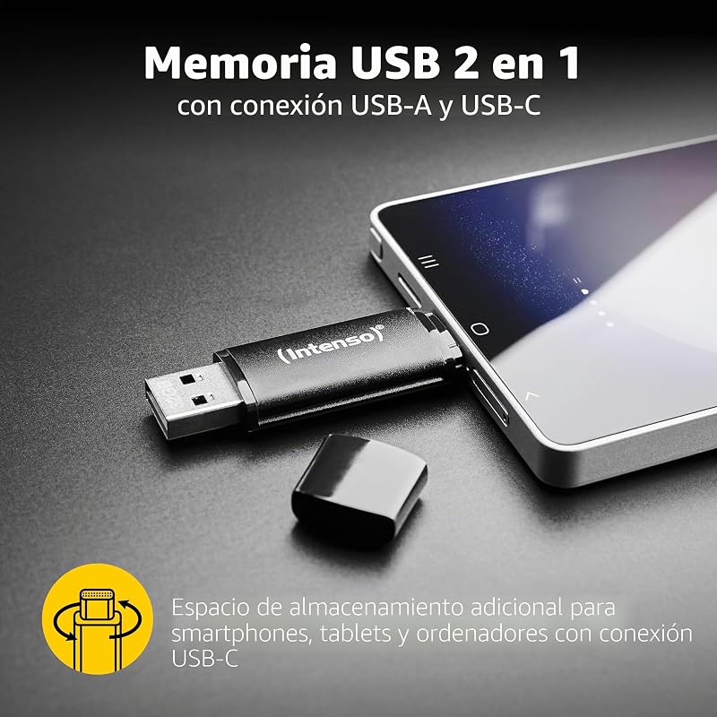 Flex Line - 128 GB de memória dupla USB, 3.2 Gen 1x1 com USB-C e USB-A para smartphone, tablet, portátil e PC, 70 MB/s, cor preta
