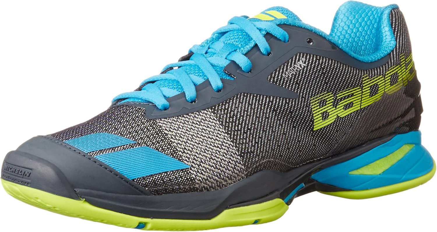 yellow and blue tennis shoes