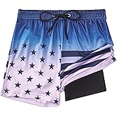 FT FENTENG Boys Swim Trunks with Compression Liner Boys Stretch Swim Shorts Quick Dry 2 in 1 Beach Shorts 4-17 Y