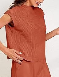 Himosyber Women's Solid Sleeveless Vest Mock Neck