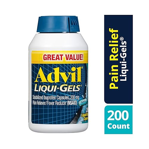 Advil Liqui-Gels Pain Reliever and Fever Reducer, Solubilized Ibuprofen 200mg, 200 Count, Liquid Fast Pain Relief
