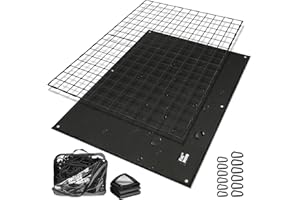 Finiboko Cargo Net for Pickup Truck Bed,4' x 6' Stretches to 8' x 12' - Small Mesh Bungee Net Cargo Netting with Portable Truck Bed Tarp,Cargo Net Suitable for Daily and Rainy Day Loading of Trucks