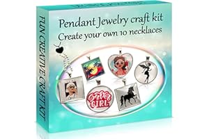 2Pepers DIY Pendant Jewelry Making Kit (10-in-1), Arts and Crafts for Girls, Make Your Own Pendant Necklace Craft Kit Project, Custom Necklace Activity Set Crafts for Kids, Charm Gifts for Girls.