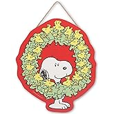 Peanuts Snoopy in Woodstock Wreath Hanging Wood Wall Decor - Adorable Snoopy Wreath Decoration for Christmas Decor