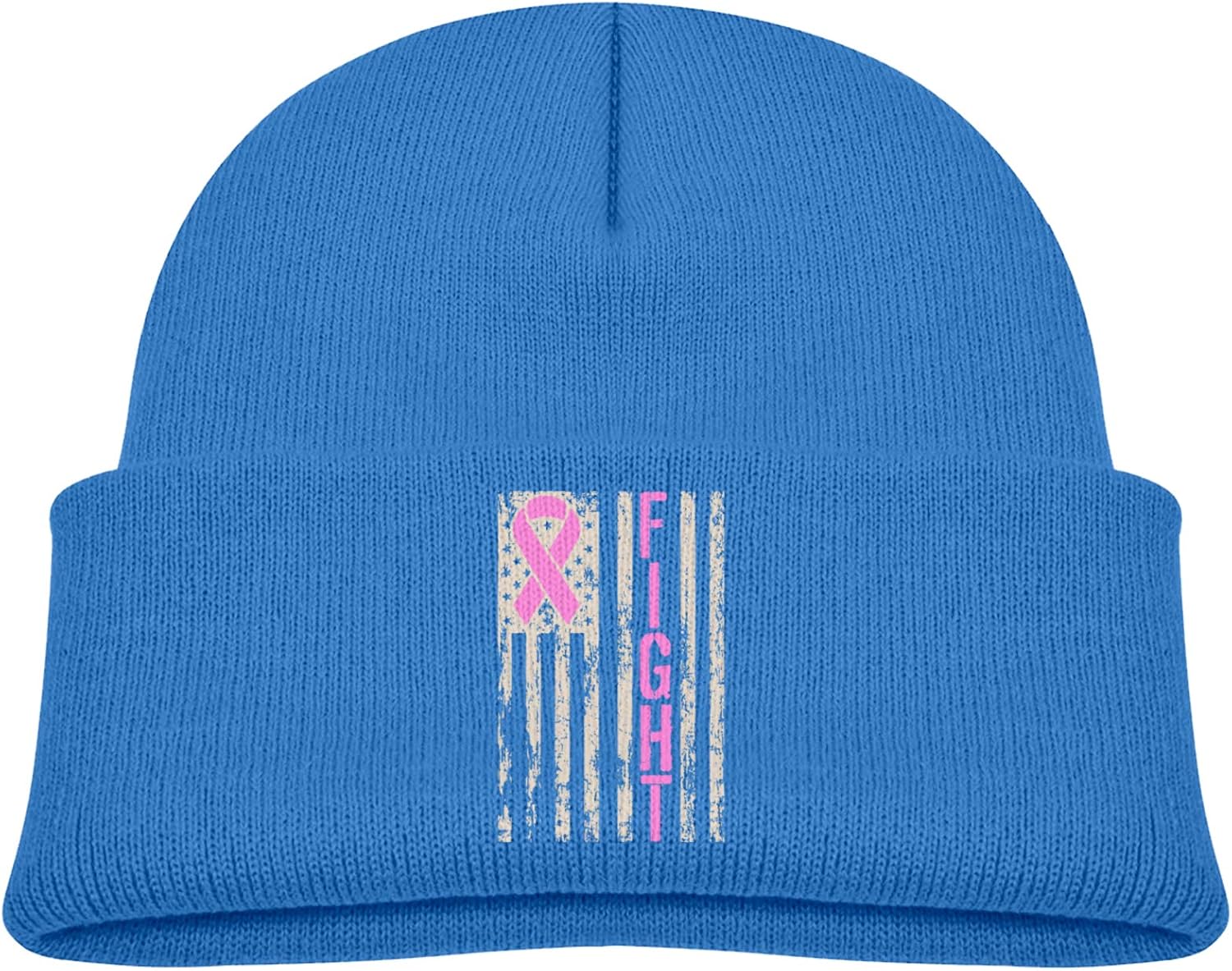 Fight Breast Cancer Awareness USA Flag Baby Skull Cap