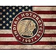 Desperate Enterprises Indian Motorcycle Flag Tin Sign - Nostalgic Vintage Metal Wall Décor - Made in USA