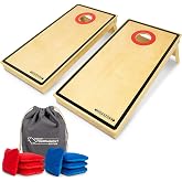 GoSports Tournament Edition Regulation Cornhole Game Set - 4 ft x 2 ft Wood Boards with 8 Dual Sided (Slide and Stop) Bean Bags