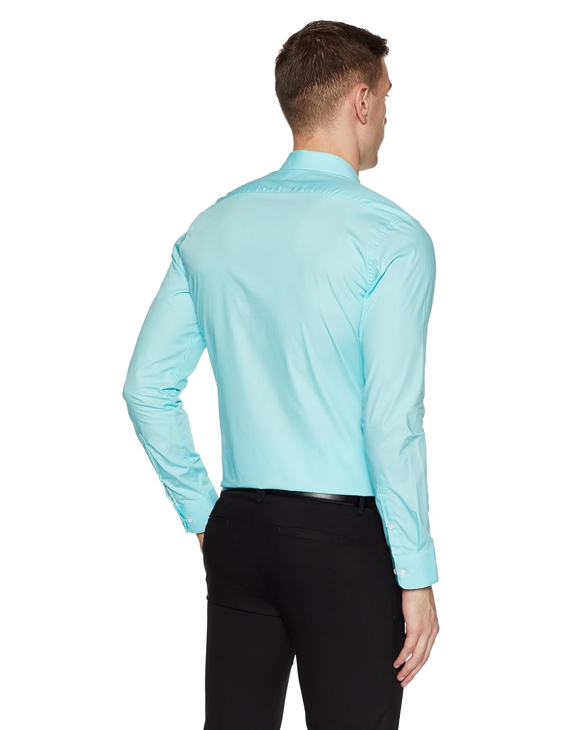 peter england men's solid slim fit formal shirt
