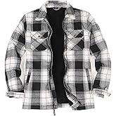 Men's Sherpa Lined Full Zip Plaid Flannel Jacket Shirt,Brushed Cozy Outdoor Work Shacket