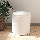 Ottoman Poufs with Storage,Soft Upholstered Vanity Stool,Multifunctional Ottomans Coffee Table Padded Seat Foot Rest for Living (White M)
