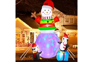 WorTade 8FT Christmas Inflatables Outdoor Decorations Ugly Sweater Snowman Inflatable Christmas Yard Decorations with Rotating LED Christmas Blow-up Yard Decorations for Outdoor Indoor Lawn Garden