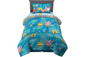 Franco Kids Bedding Super Soft Comforter and Sheet Set, 4 Piece Twin Size, Spongebob