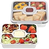 Stainless Steel Snack Containers with Lids 2 Pack Bento Lunch Meal Prep Containers Reusable Lunchable Containers for Adult/Kid Divided Stackable for Home Office, Picnic, Travel, Beach(2, Gray, Large)