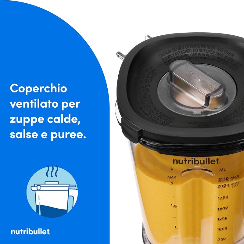 Power Core - Frullatore Caraffa 1200W 3 Vel. + Pulse 2,1L Nero