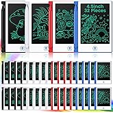 Zhehao 32 Pcs Mini LCD Writing Tablet 4.5 Inch Educational Toys Learning Writing Pad Erasable Drawing Pad Reusable Toy Gift Preschool Art Board for Birthday Favor(Bright Colors)