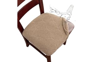 Genina Waterproof Dining Room Chair Cover Set of 4, Stretch Jacquard Seat Covers for Dining Room Chairs, Kitchen Parsons Chair Covers Slipcover Protector