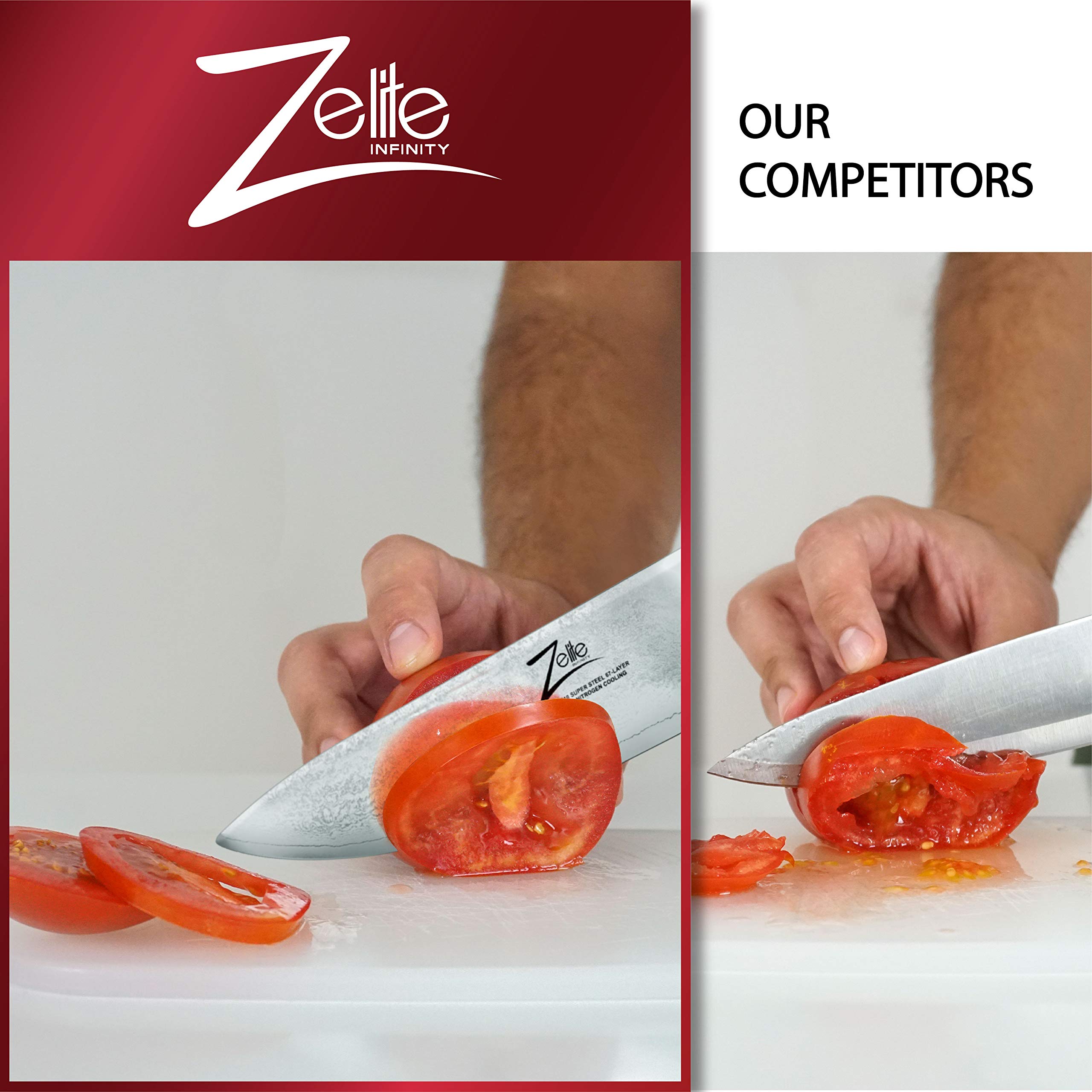 Zelite Infinity Chef Knife 8 Inch, Damascus Japanese AUS10 Super