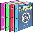 WOT I 4-Pack Telescoping 3 Ring Binder(0.75"), Expandable Flexible Binder - Patented Design for Easy Portability, Holds 160 Sheets, 4 Bright Colors, Perfect for School, Office&Home Organization