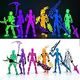 [6-PACK] Glowing Titan 13 Action Figure Set Already Assembled, T13 3D Printed Action Figures With Weapons Accessories T 13 Lucky Robo Dummy Nova 13 Action Figures, Figura de acción t13 (6-Colors)