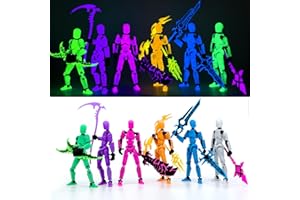 DEEPLUS [6-PACK] Glowing Titan 13 Action Figure Set Already Assembled, T13 3D Printed Action Figures With Weapons Accessories T 13 Lucky Robo Dummy Nova 13 Action Figures, Figura de acción t13 (6-Colors)
