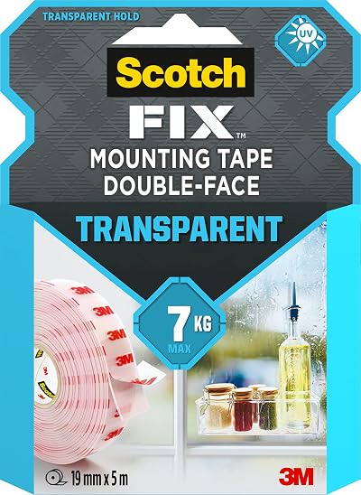 Scotch FIX Transparent Double Sided Tape 19 mm x 5 m Indoor Use