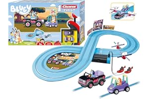 Carrera Bluey & Bingo Race 2.4 m Race Track Set I 2 Remote Controlled Vehicles with Bluey and Bingo I with Hand Controller & 