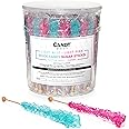 Light Blue and Light Pink Rock Candy Sugar Sticks - 36 Individually Wrapped Treats - Cotton Candy & Cherry Flavored