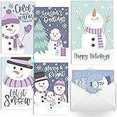 Hadley Designs Blank Christmas Cards With Envelopes - 54 Winter Holiday Cards With Envelopes, Business Happy Holidays Card Bulk, Snowman Seasons Greeting Card for Family & Friends, Designed in USA