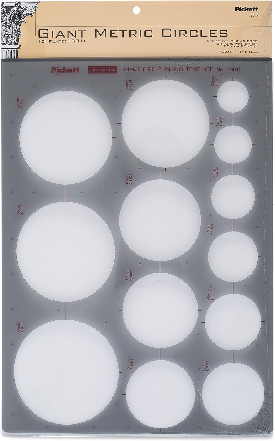 Pickett CHA1204I Circle Master Template, Range From 1/16 To 3 Inches in Diameter (1204I) : Artists Drawing Aids : Office Products