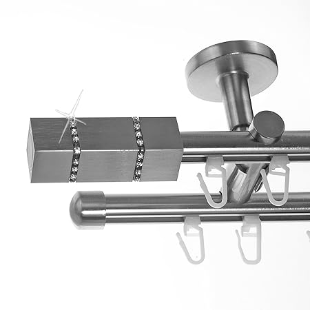 Basit Inside Stainless Steel Look 16 Mm Ceiling Support Curtain