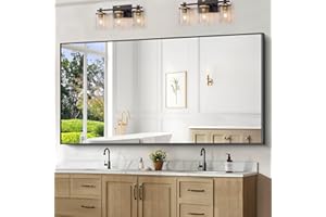 BONEWEI Bathroom Mirror,72x36 inch Bathroom Mirrors for Over Sink,Large Wall Mirror for Bathroom Wall Mounted Rectangle Mirrors,Black Vanity Mirror for Living Room,Bedroom Entryway,Horizontal/Vertical