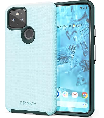 Lankashin Cover In Vera Pelle Per Google Pixel 5 – Custodia Portafoglio Con Slot E Chiusura Magnetica, Azzurro - 2