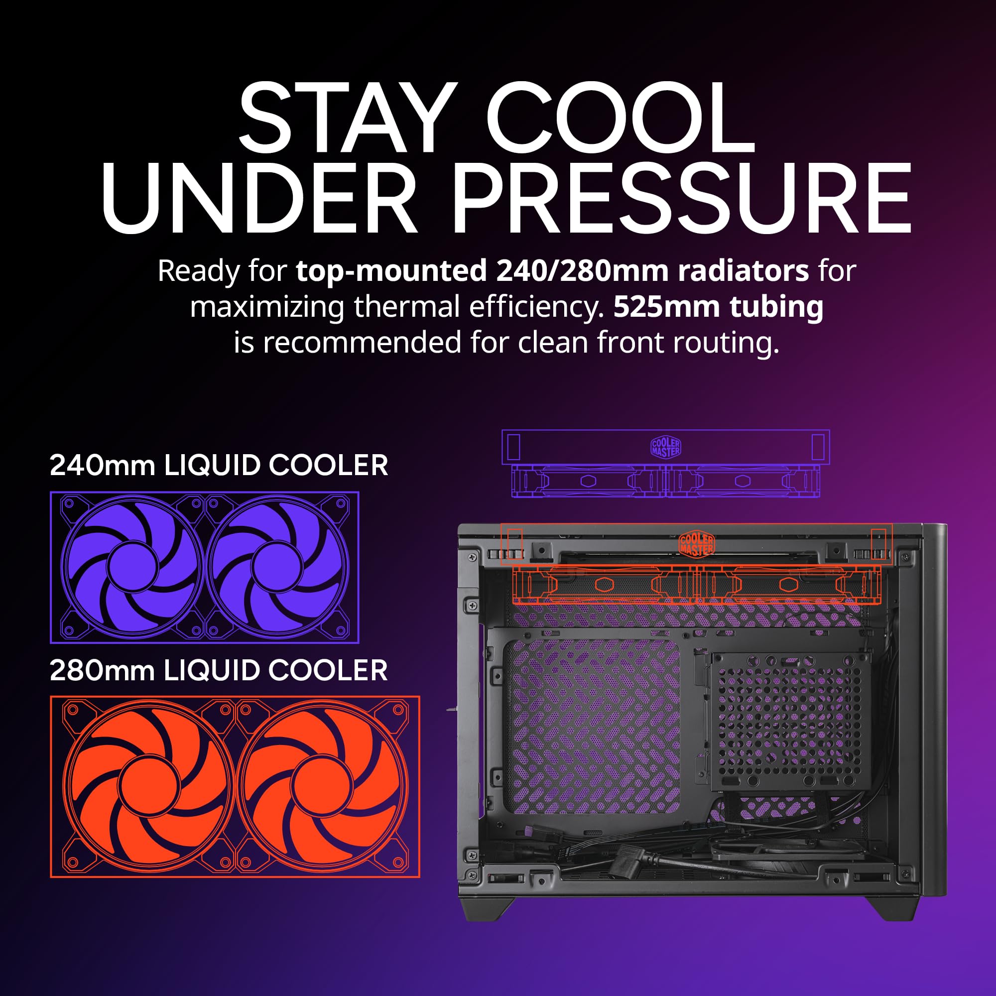 Cooler Master NR200P V2 Mini-ITX PC Case, Top-Mount 240mm|280mm AIO, 357mm Vertical GPU Mount, Only SFX PSU 130mm, Compatible RTX 5080|RX 9090 XT, Tempered Glass, USB Type-C, DIY