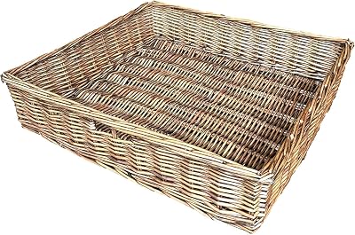 Arthur Cameron Rectangular Wicker Storage Footstool Tray Large Antique Wash