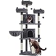 Yaheetech 68.5in Multi-Level Large Cat Condo with Sisal-Covered Platforms Scratching Board & Scratching Posts, Cozy Perches, Stable Cat Tower/Tree Pet Play House, Dark Gray