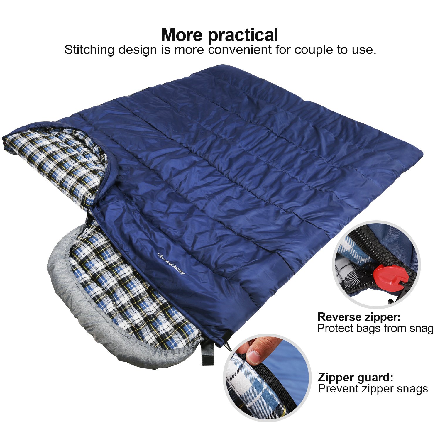 REDCAMP Cotton Flannel Sleeping Bag for Adults, 23/32F Comfortable