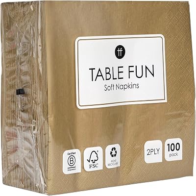 Talking Tables Soft Gold 2ply Paper Napkins 33cm x 33cm 100 Pack