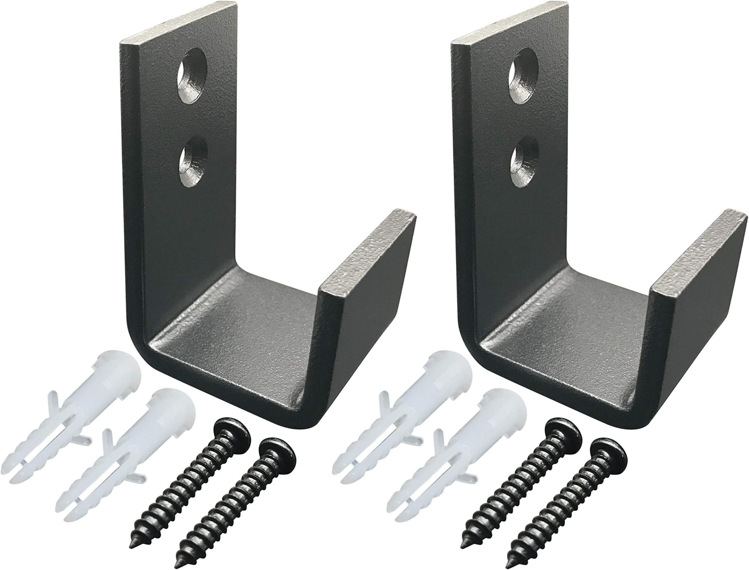 Gechtas Sliding Barn Door Floor Guide - Hidden & Wall Mounted - Heavy Duty Carbon Steel - with Screws (2)