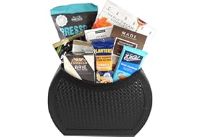 Large Gourmet Gift Basket, Leather Tote: Peanut Brittle, Pralines, Italian Cookies, Nuts, Chocolates and Chocolate Covered Tr