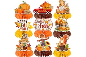 M AMFEOV Fall Party Decorations, 9pcs Fall Table Decorations Centerpieces, Fall Festival Decorations 3D Double Side Honeycomb Centerpiece for Fall Thankgiving, Fall Decorations for Office