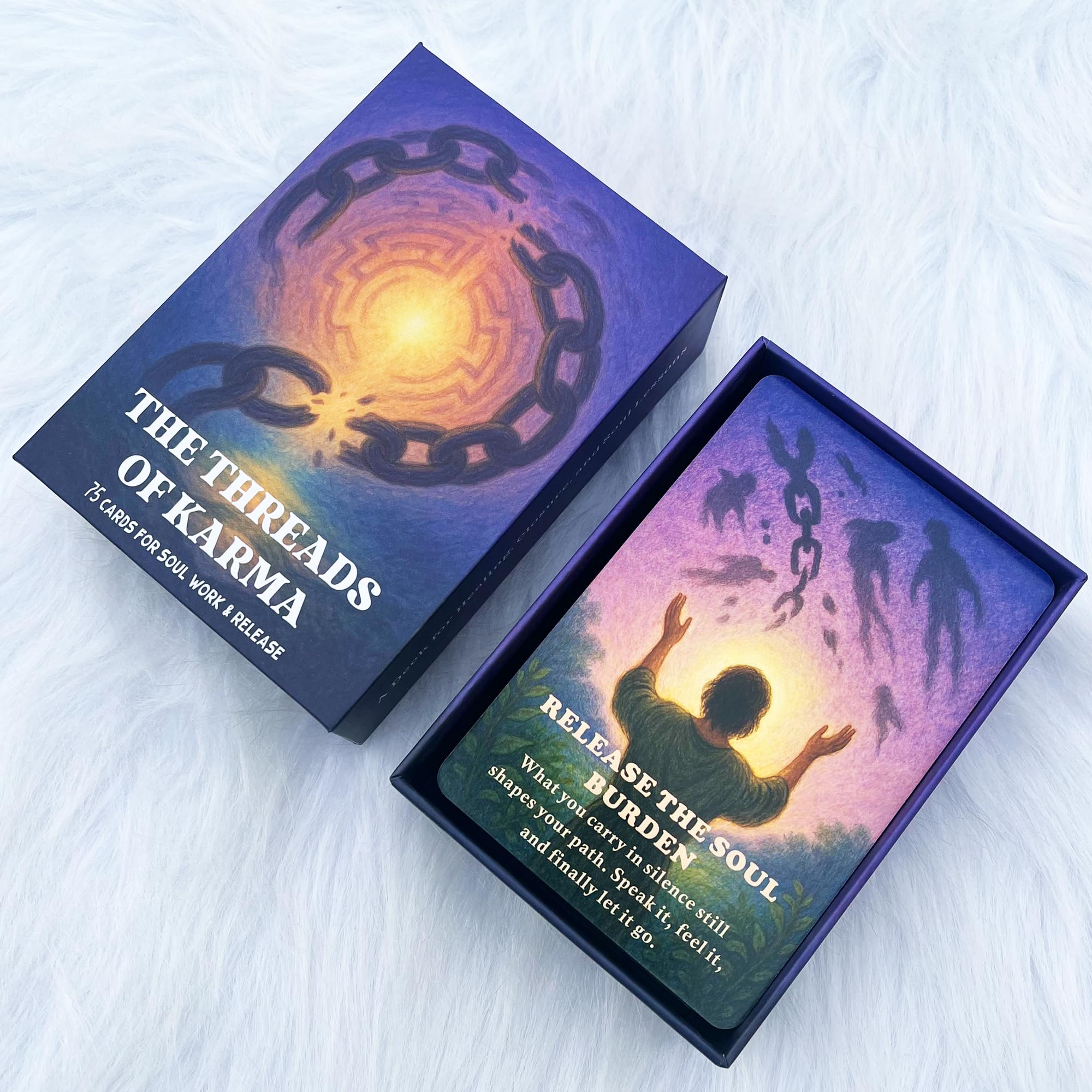 DPEHAKMK Karmic Healing Oracle Cards for Beginners, 75 Shadow Work and Soul Growth Oracle Deck for Releasing Past Wounds, Emotional Healing, Spiritual Awakening and Inner Transformation