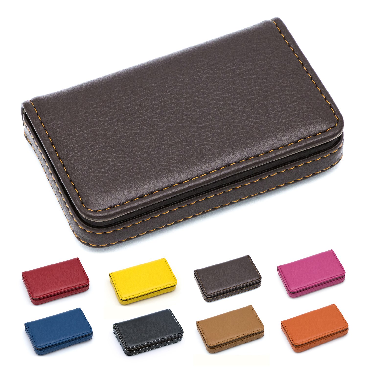padike Business Name Card Holder Luxury PU Leather,Business Name Card Holder Wallet Credit Card ID Case/Holder for Men & Women - Keep Your Business Cards Clean (Coffee)