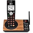 AT&T CL82167 Cordless Phone with Answering Machine, Call Blocking, Caller ID Announcer, Intercom and Long Range, Black & Wood Grain Finish