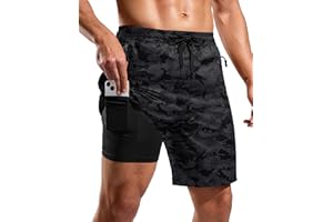 G Gradual Mens Swim Trunks with Compression Liner 7" Quick Dry Board Shorts Swimsuit Bathing Suit for Men with Zipper Pockets