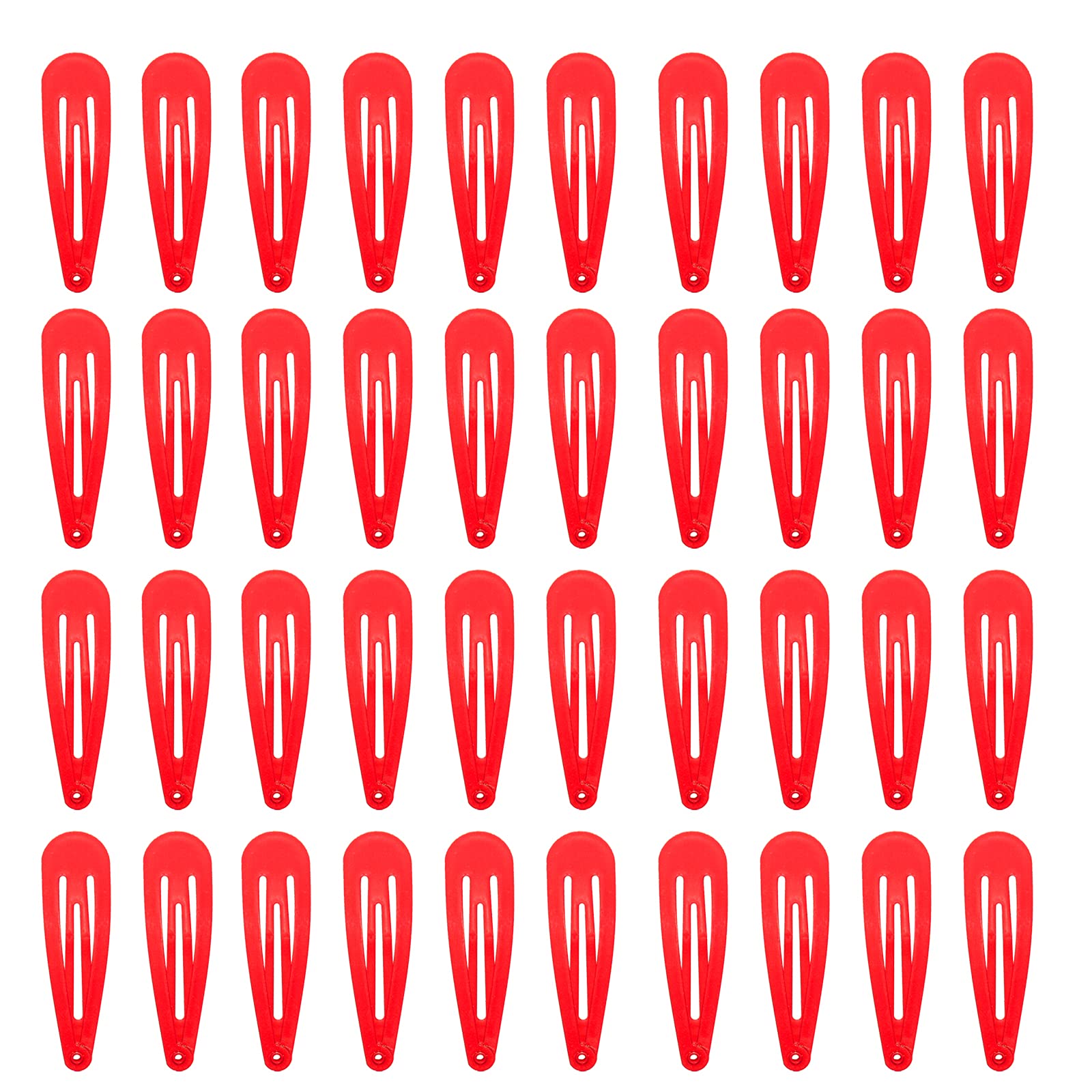 Photo 1 of 40 Counts Red Color Metal Snap Hair Clips 2 Inch Barrettes for Women Accessories