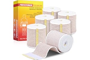 FRESINIDER Elastic Bandage Wrap, 2" x 6 Pack – Latex Free Cotton Compression Bandage with Hook & Loop Closure at Both Ends, Reusable Wrap for Sports, Medical, and Injury Recovery