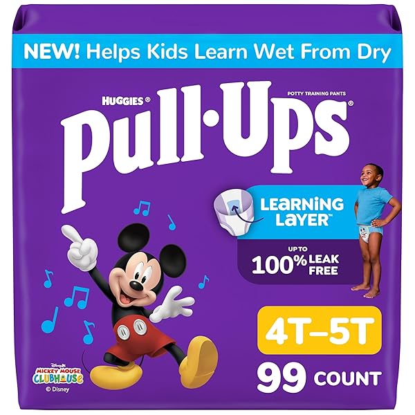 PULL-UPS BOYS’ POTTY TRAINING PANTS, SIZE 4T-5T TRAINING UNDERWEAR (38-50 LBS), 99 COUNT