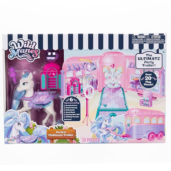 WILD MANES HORSE TOYS PERLA’S CLUBHOUSE TRAILER PLAYSET WITH PERLA HORSE DOLL FIGURE, WITH OVER 25 INTERACTIVE FEATURES