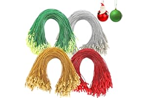 JUNEBRUSHS 600Pcs Christmas Ornament Hooks, Ornament Hangers with Snap Ornament String for Christmas Tree Holiday Party Hanging Decorations Ropes Easy and Fast Locking (Gold Silver Red Green)
